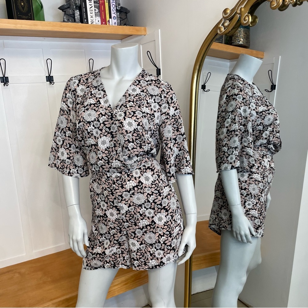 Dalia Black and Pink Floral Romper